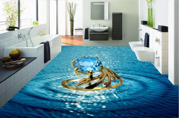 

blue ocean diamond ring floor decorative painting pvc self-adhesive floor