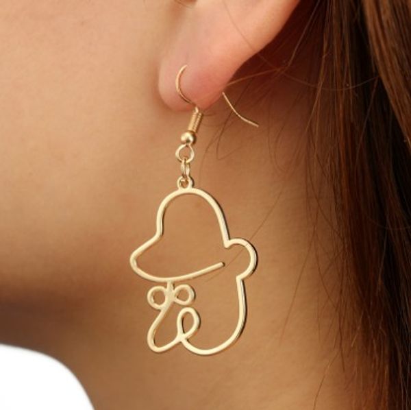

abstract clown earrings big nose gold plated stud earrings metal 3d girls & ladies dangle earrings, Silver