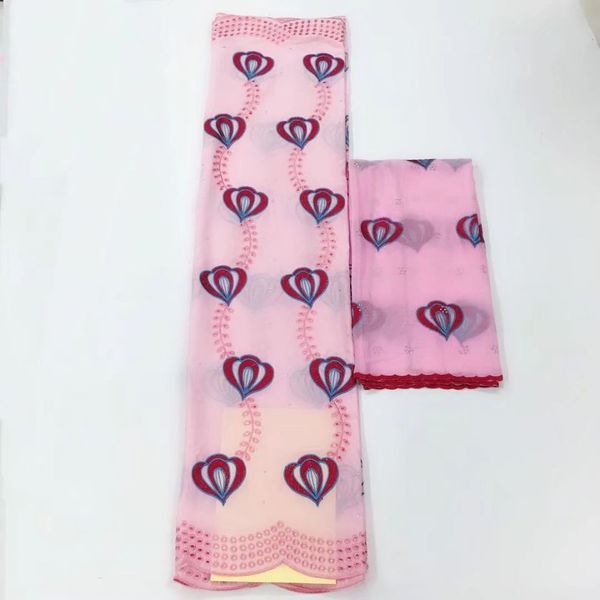 

5yards fashionable pink african cotton fabric embroidery and 2yards french net lace fabric for dress hs16-5, Black;white