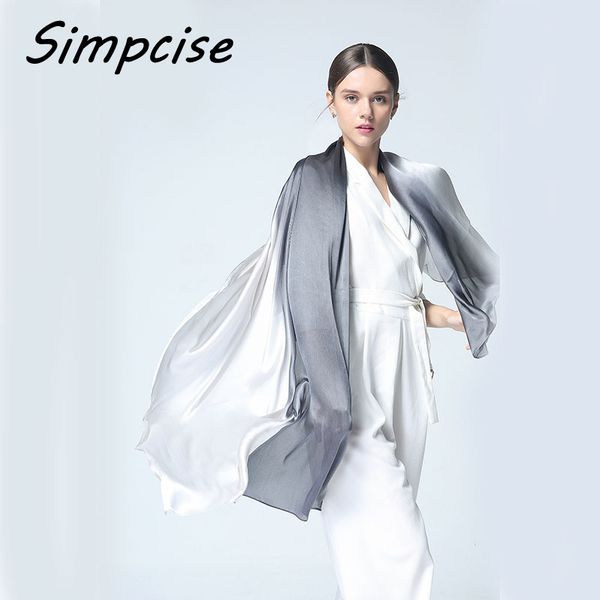 

simpcise] 2017 женщины шелковый шарф мода ombre echarpe гладкая лето wrap женские роскошные шарфы foulard beach cover-up s9a189038, Blue;gray
