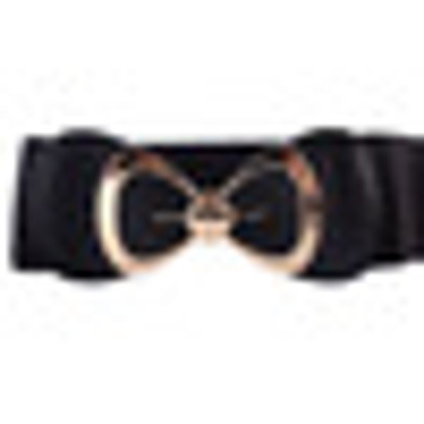 

women belt fashion bowknot buckle waistband vintage wide waist belts for women elastic stretch waist belt ceinture femme a9, Black;brown