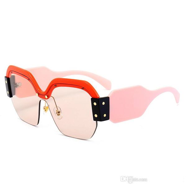 Occhiali da sole da donna con mezza montatura poligonale di lusso 2018 occhiali da sole superstar oversize quadrati rosa blu firmati da designer di moda femal