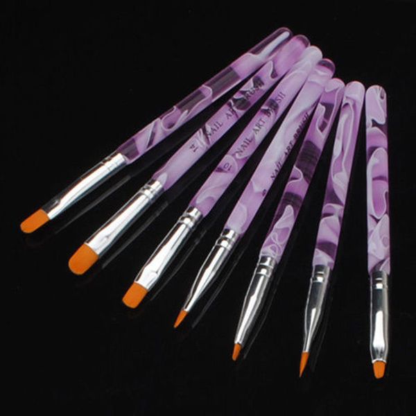 

7 pcs/set nail art painting pen brush acrylic handle drawing polish brushes tool kit sswell