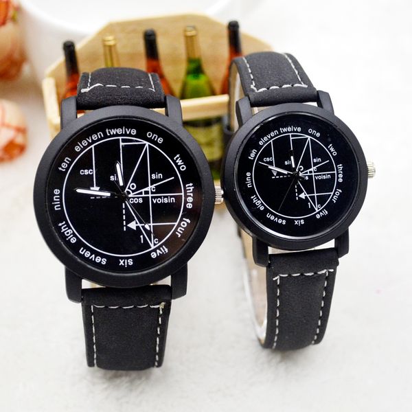 

new black faced watch female student korean version simple fashion trend retro personality black-and-white couple quartz watch, Slivery;brown
