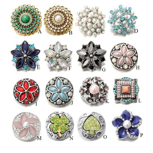 

noosa colorful ginger snap crysal chunks flower 18mm metal snap buttons diy snap bracelet jewelry gift