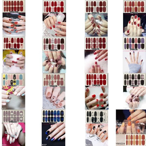 

nail art full-cover sticker sheet 14tips sticker polish ymx209-224, Black