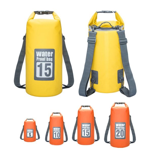 

15l waterproof nylon pvc dry bag outdoor sports floating boating kayaking soft backpack foldable swimming storage bag