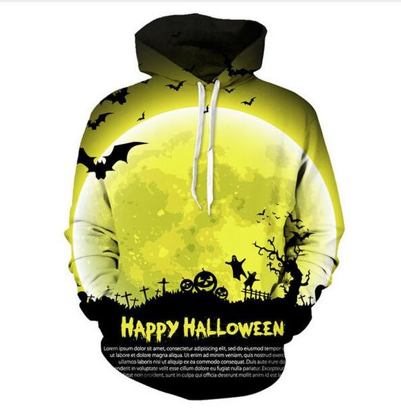 

new fashion couples men women hd happy halloween pumpkin head 3d print hoodies sweater sweatshirt jacket pullover l0m041, Black