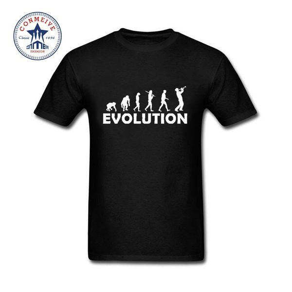 

2017 new fashion funny trumpet evolution cotton funny t shirt for men, White;black