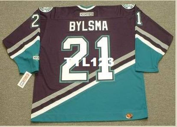 

mens #21 dan bylsma anaheim mighty ducks 2003 ccm retro away hockey jersey or custom any name or number retro jersey, Black;red