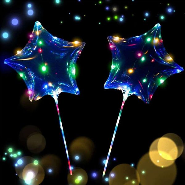 

led light bobo balloons love heart star shape lighted up transparent balloon colorful for valentins day christmas party festival decoration