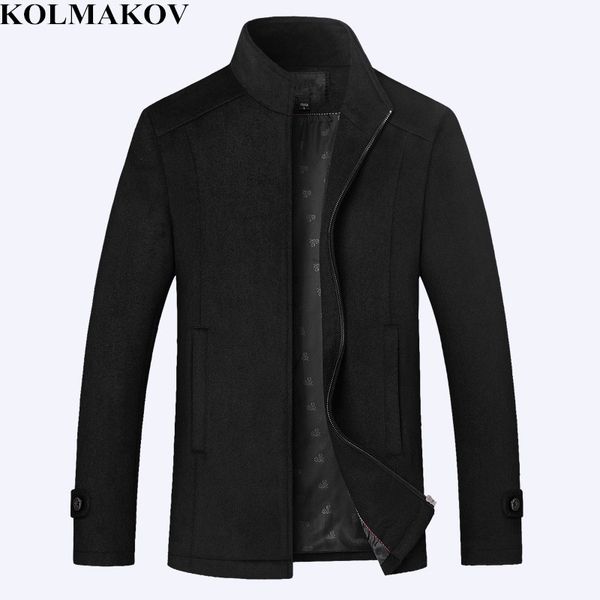 

2018 new men's woolen coats with stand collar men autumn winter mens thicken wool windbreakers m-3xl r overcoats man, Black