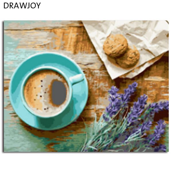 

wholesale-drawjoy framed picture diy painting by numbers oil painting of coffee painting& calligraphy home decor 40*50cm gx21514