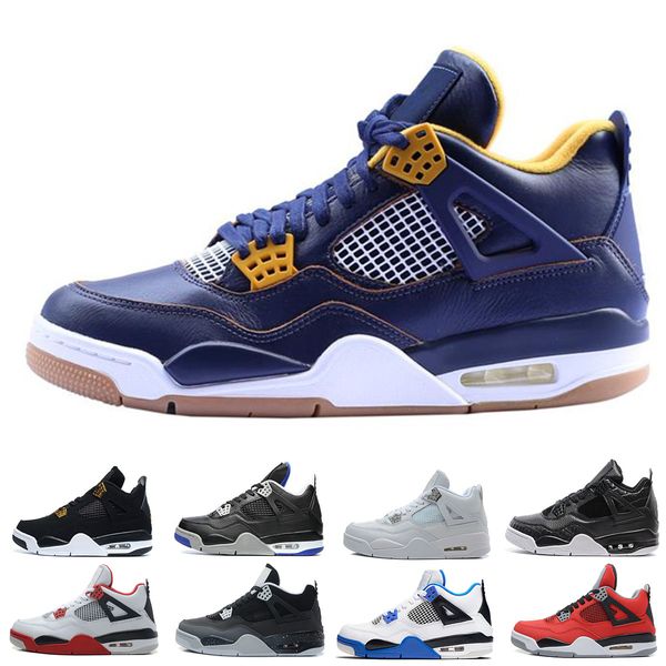 

2018 4s basketball shoes hight quality man basketball shoes color Dunk From Above White Cement Military Blue size us 7-13