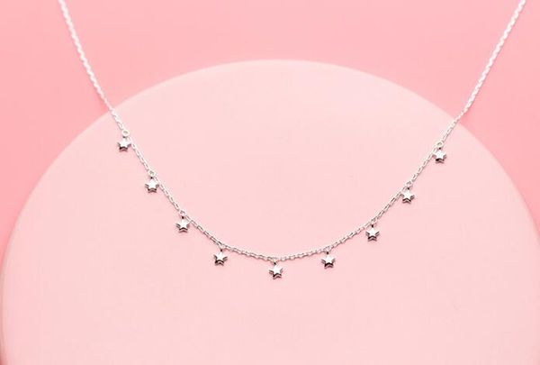 

new 4mm very very small stars pendant statement necklace 100% real. 925 sterling silver fine jewelry little girls' gtlx1578