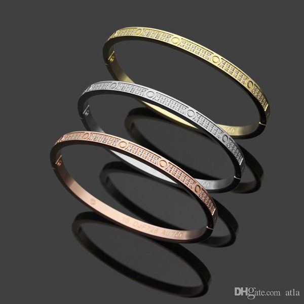 

316L титана стали Любовь браслеты браслеты для женщин роскошные полный с cz камень Б