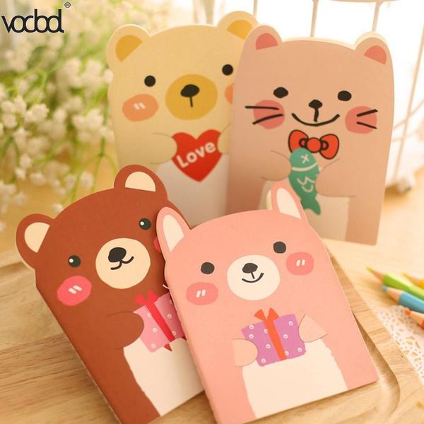 

portable cute bear notjournal books diary note book weekly planner writing pad notepad school office stationery accessory, Purple;pink