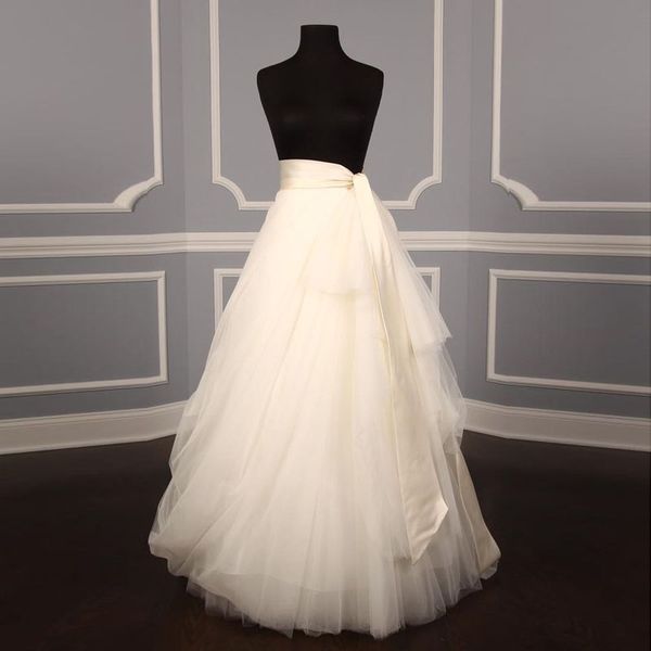 

custom made tulle wedding skirt high waist vintage ivory ribbon long tulle skirts 2017 saia faldas jupe bridal gown skirt, Black