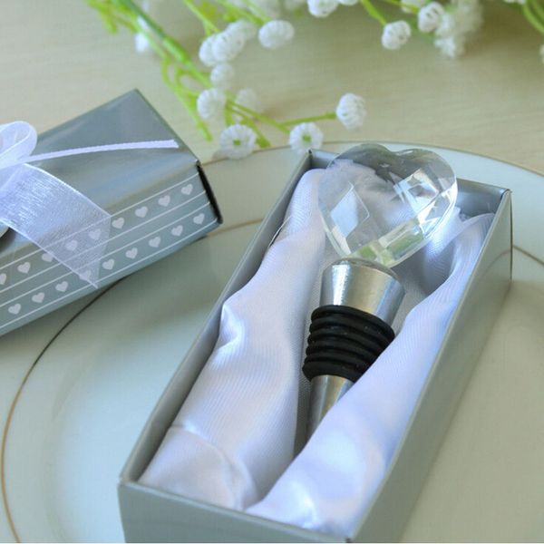 

sell heart shaped crystal red wine bottle ser in silver gift box wedding favor return gifts