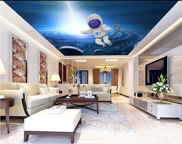 

3d wallpaper walls Astronaut on the moon ceiling painting Floor mural wallpaper