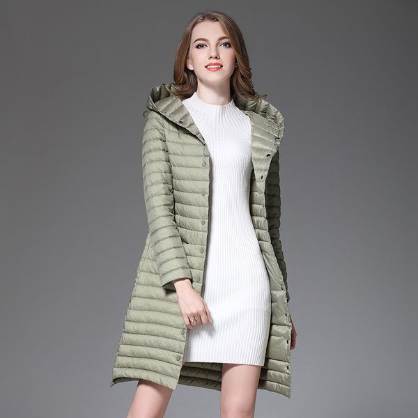 

2018 new brand women winter outerwear coat women 90% white duck down jacket female hooded long style warm parka plus size s-3xl, Black