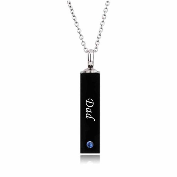 

fashion jewelry dad black cube single stainless steel pendant necklace urn filler kit cremation ashes jewelry, Silver