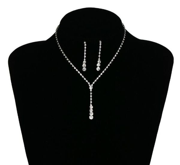 

2018 Bling Crystal Bridal Jewelry Set silver plated necklace diamond earrings Wedding jewellery sets for bride Bridesmaids women Accessories
