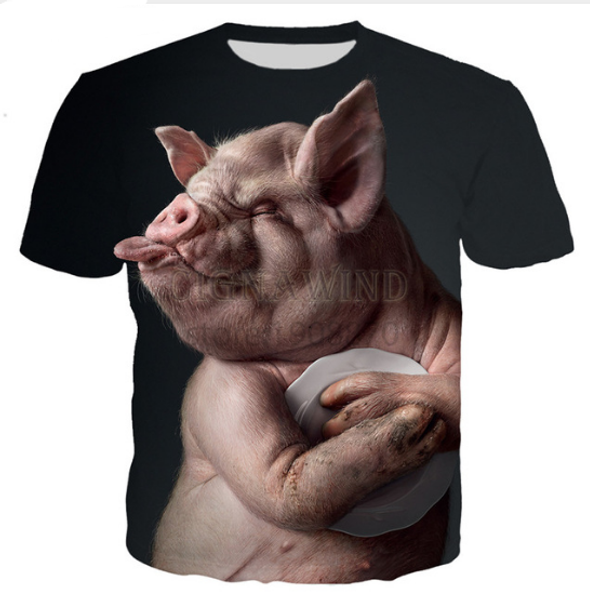 

summer style fashion mens/womens novelty animal pig funny 3d print casual t-shirt abcq00184, White;black