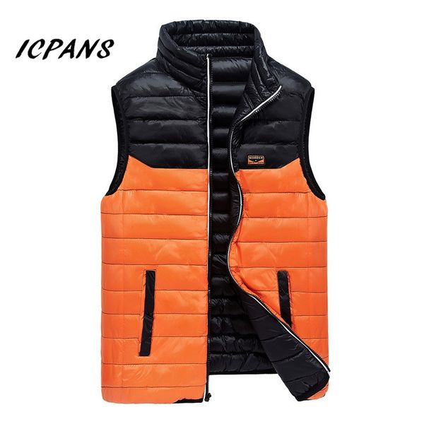 

icpans autumn winter vests men black casual slim sleeveless jacket mens warm vest coat standing collar men coats 2018, Black;white