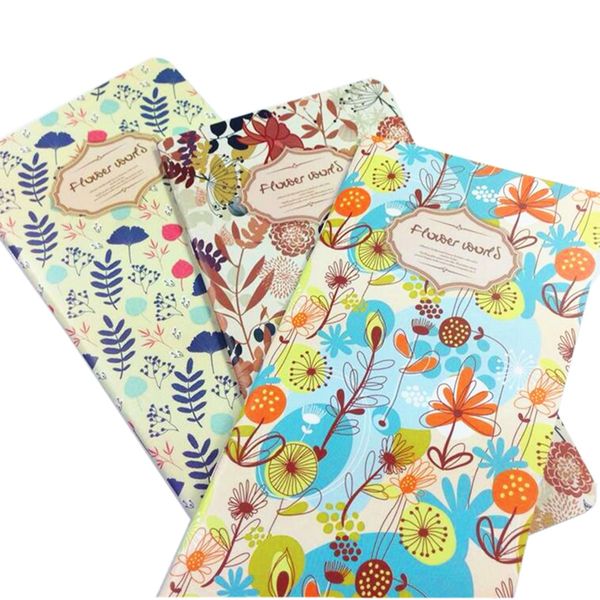 

12pcs/lot creative vintage korea beautiful flower blank drawing kraft paper notebook style diary promotion, Purple;pink