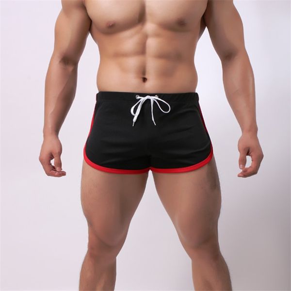 

summer shorts men soft home wear fitness short length bodybuilding, Black