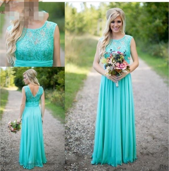 

2018 new arrival turquoise bridesmaid dresses scoop neckline chiffon floor length lace v backless long bridesmaid dresses, White;pink