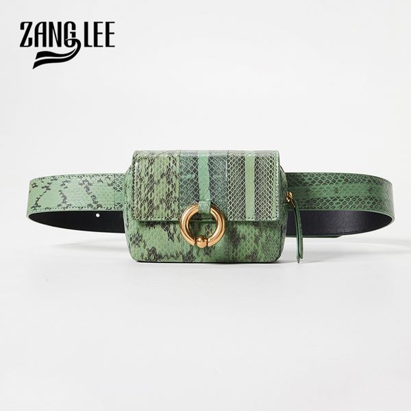 

zang lee waist bag women fanny pack pouch bags phone bag python pattern shoulder mini ladies pocket waistbag handbag belt