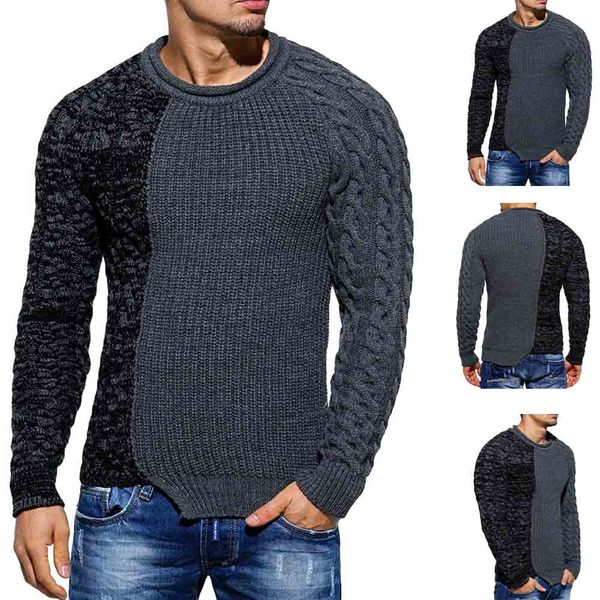 

sweater men 2018 new men's fashion round collar personality combination color casual fitness sweater patchwork clothes, White;black