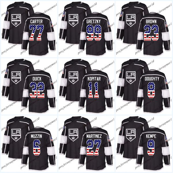 

USA Flag Stitched Los Angeles Kings 32 Jonathan Quick 8 Drew Doughty 11 Anze Kopitar 77 Jeff Carter 99 Wayne Gretzky Hockey jerseys