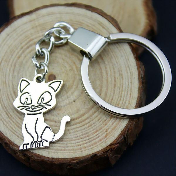 

6 шт. брелок женщины брелки пара брелок для ключей cat 25x17mm, Slivery;golden