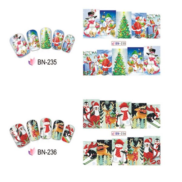 

28 pattern 1pc nail sticker water decal slider merry xmas christmas santa clause socks moon snow man gift diy nail sticker, Black