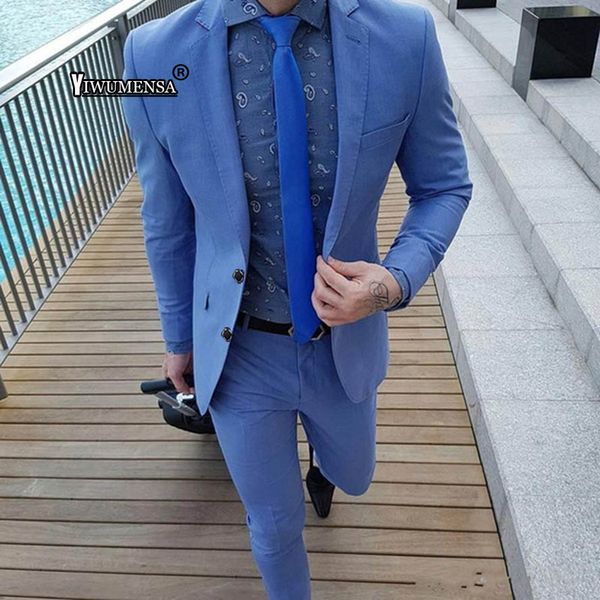 

yiwumensa traje de hombre blue groom suit custom made two piece mens suits with pants terno masculino slim fit wedding suits men, White;black