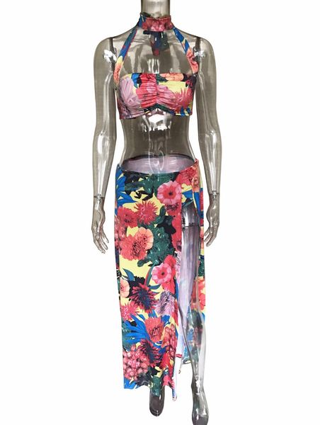 

Pullover Floral Print Summer Beach Tracksuits Cape +Jumpsuits Two Pieces Suits Women 'S Sets Casual Sexy Fashion Rompers Female