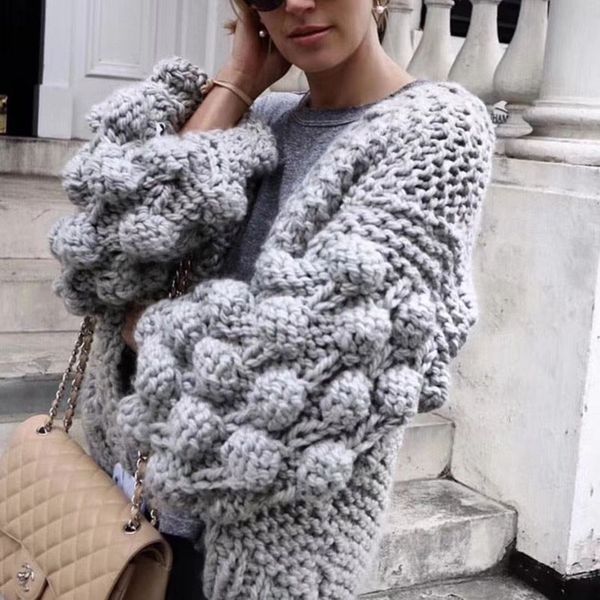 

casual wild lantern sleeves sweater coat trend fashion short sweater jacket new heavy street fashion girl wind, White;black