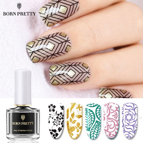 

born pretty black white nail stamping polish lacquer gold silver nail art plate white night stamping series