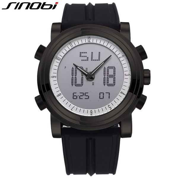 

sinobi brand 2018 quartz digital watch boys waterproof sport watch men silicone band luminous wristwatch mens relogio masculino, Slivery;brown