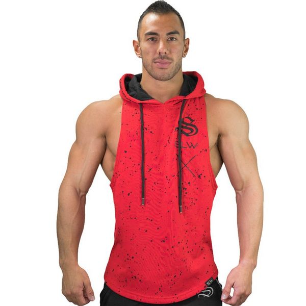 

new muscle men cotton tank gyms fitness hooded vest sleeveless hoodie male summer jogger workout brand sweatshirt, White;black