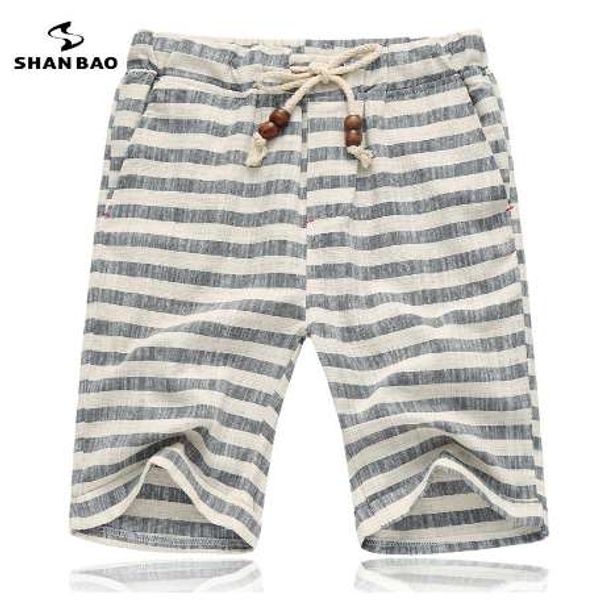 

shan bao brands men summer shorts fashion style and comfortable breathable cotton stripe leisure men's beach shorts, White;black