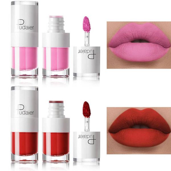 Pudaier Líquido Batom Matte À Prova D 'Água Vermelho Maquiagem Tatuagem de Longa Duração Lip Matiz Matte Plumper Lip Gloss Rouge Um Levre Mat