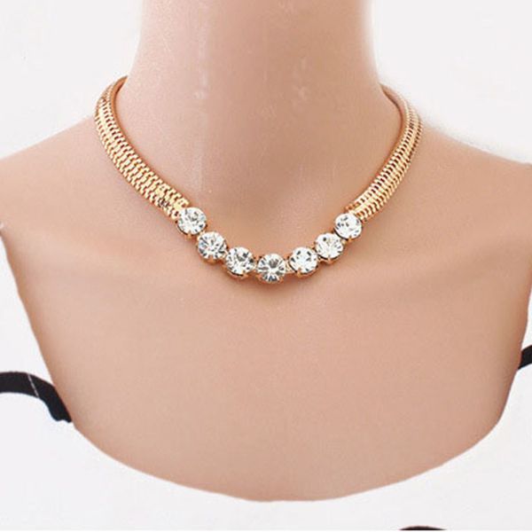 

creative necklace women girl jewelry gold street snap lady shiny rhinestones necklace accessories chain drop shipping, Silver