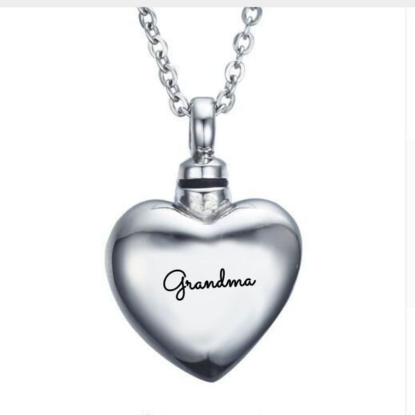 Collana con ciondolo con urna crematoria personalizzata a forma di cuore in acciaio inossidabile con incisione gratuita