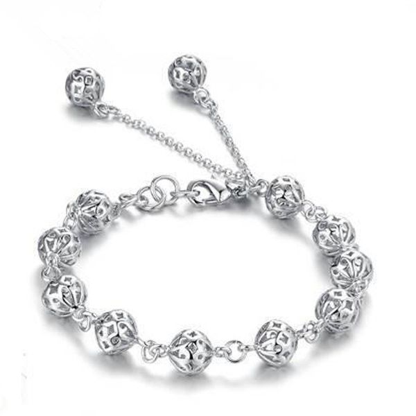 

100% 925 sterling silver fashion hollow ball ladies`bracelet jewelry women no fade wholesale bracelets drop shipping, Black