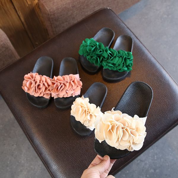 

Wholesale Kids Girls Sandals Beach Slippers Shoes Summer Flower Soft Slipper shoes Fashion Wide Flat Children Sandals Slippers Flip Flop