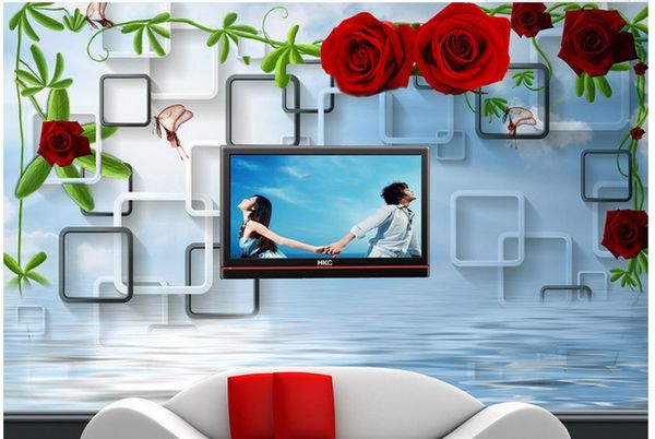 

custom p wallpaper ktv original large 3d rose water pattern wall tv backdrop bedroom p wall paper 3d